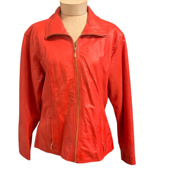 Vintage Maxima Wilson Women’s 100% Cherry Red Leather Retro Jacket - Picture 2 of 13